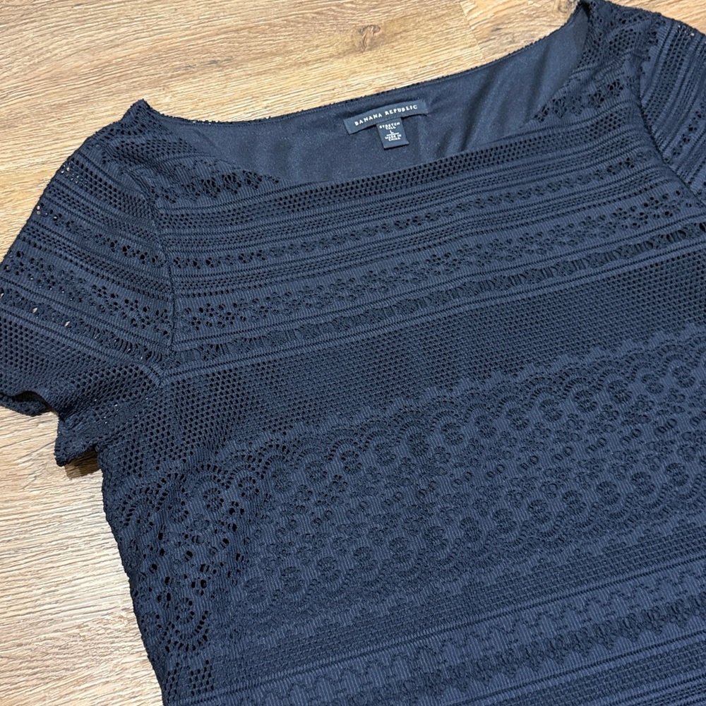 Banana Republic Navy Classic Knit Lace Dress - Picture 4 of 6